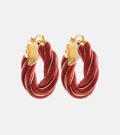 Twist 18 Kt Gold Plated Hoop Earrings in Red - Bottega Veneta | Mytheresa