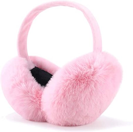 LCXSHYE Winter Ear muffs Faux Fur Warm Earmuffs Cute Foldable Outdoor Ear Warmers For Women Girls (Pink-1) at Amazon Women’s Clothing store