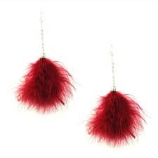 red poof earrings