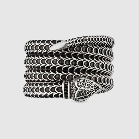 Silver Sterling Silver Gucci Garden silver snake wrap ring | GUCCI® US