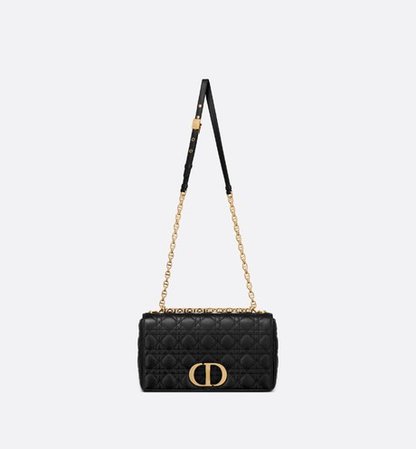 Large Dior Caro Bag Black Soft Cannage Calfskin - Bags - Women's Fashion | DIOR