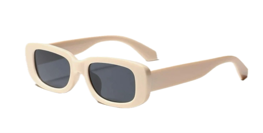 beige square glasses