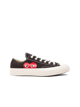 Comme Des Garcons PLAY Converse Large Emblem Low Top Canvas Sneakers in Black | FWRD