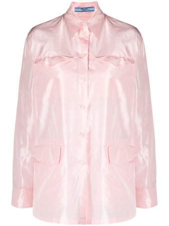 Shop pink Prada silk long-sleeved shirt with Express Delivery - Farfetch