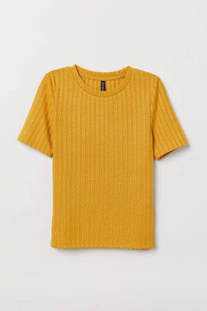 H&M Ribbed T-shirt - Yellow