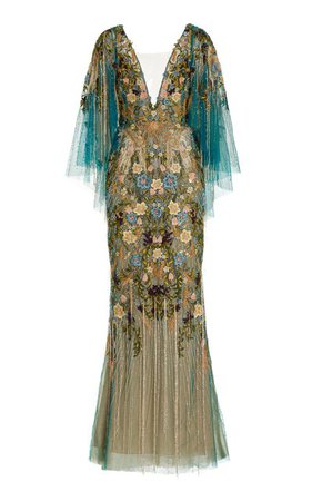 Beaded Fringe Tulle Gown By Marchesa | Moda Operandi