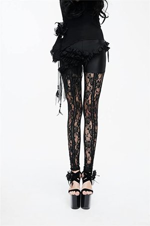 EVA LADY Gothic Sexy Ladies Lace Leggings Steampunk Black Flower Tights Pants at Amazon Women’s Clothing store