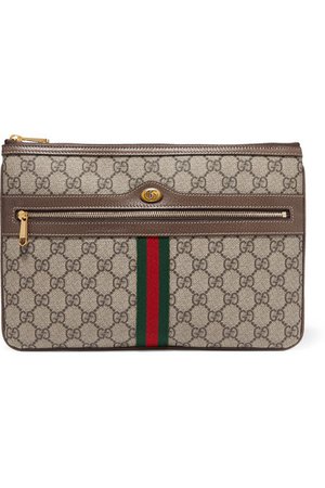 Gucci | Ophidia medium textured leather-trimmed printed coated-canvas pouch | NET-A-PORTER.COM