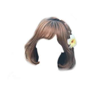 short brown hair bangs png flower