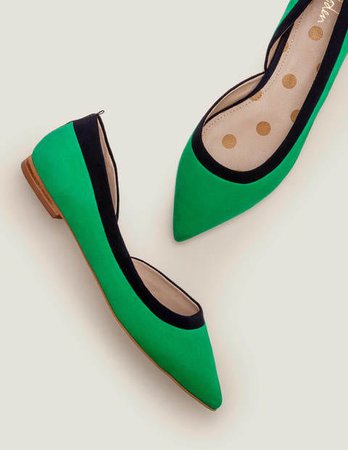 Sophia Pointed Flats - Rich Emerald/Navy | Boden US