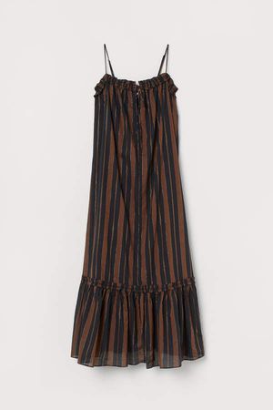 Flounced Cotton Dress - Black