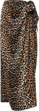 Leopard-Print Silk-Blend Satin Midi Skirt