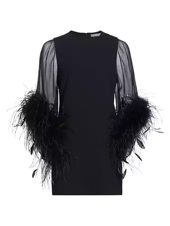 Shop Alice + Olivia Izola Feather-Trim Minidress | Saks Fifth Avenue