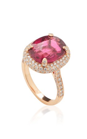 18K Rose Gold, Rubellite And Diamond Ring by Nam Cho | Moda Operandi