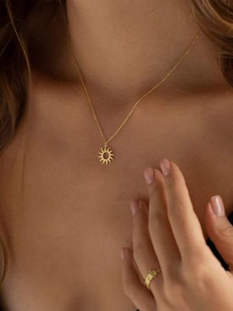 1 Pc Simple Sunburst Sun Ray Delicate Pendant Necklace for Women - Daily Wear Jewelry | SHEIN