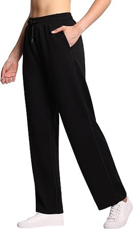 Amazon.com: THE GYM PEOPLE Women's Straight Leg Sweatpants Elastic Waist Athletic Lounge Pants with Pockets Drawstring Black : Clothing, Shoes & Jewelry