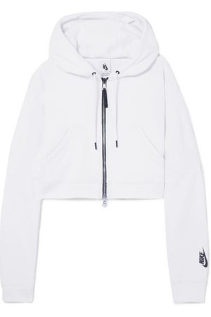 NIKE NikeLab cropped cotton-blend terry hooded top