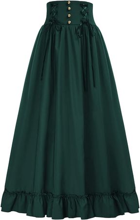 Amazon.com: Women Renaissance Skirt Vintage High Waist Edwardian Skirt A Line Long SkirtsDark Green 2XL : Clothing, Shoes & Jewelry