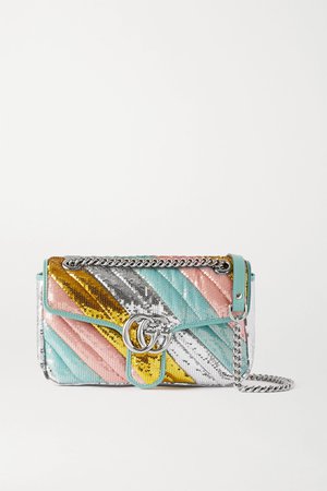Pink GG Marmont small quilted sequined leather shoulder bag | Gucci | NET-A-PORTER