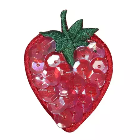 ID 1221A Strawberry With Sequins Patch Fruit Food Embroidered - Etsy Australia