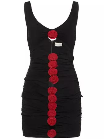 Ruched jersey mini dress w/roses - Magda Butrym - Women | Luisaviaroma