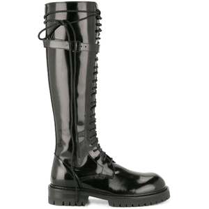 Black Patent Leather High Combat Boots
