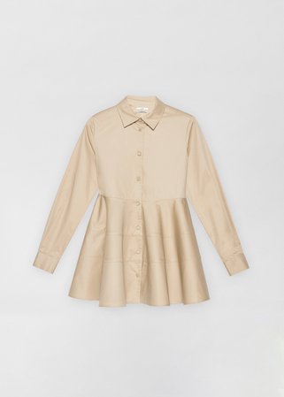 Tiered Button Down Shirt - Taupe – Co Collections