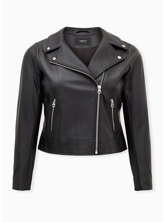 Plus Size - Black Faux Leather Moto Jacket - Torrid