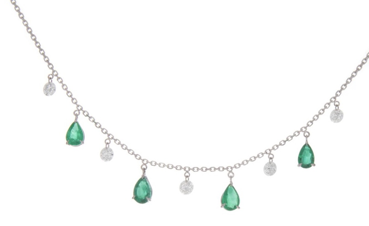silver / Green emerald necklace
