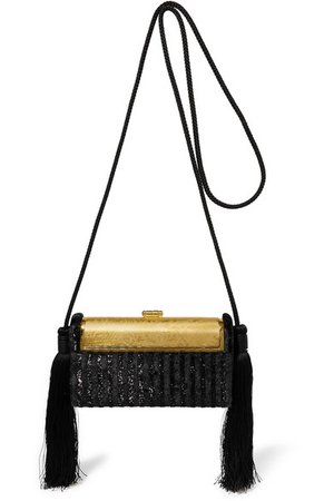 BIENEN-DAVIS Régine tasseled Lurex and gold-dipped shoulder bag