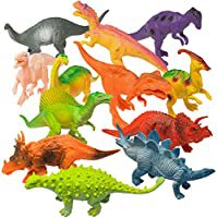 Amazon.com: Prextex Realistic Looking 7" Dinosaurs Pack of 12 Large Plastic Assorted Dinosaur Figures with Dinosaur Book: Toys & Games