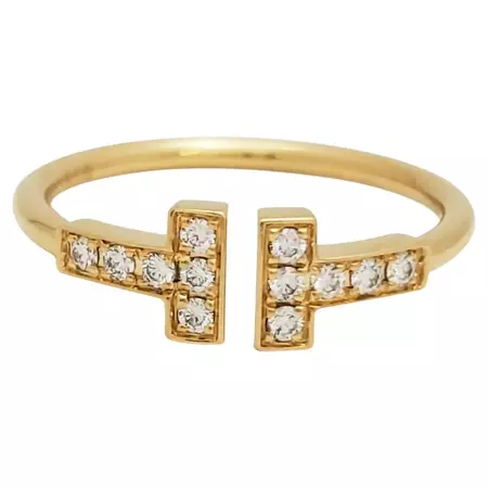Tiffany and Co. 'Tiffany T' Yellow Gold and Diamond Ring For Sale at 1stDibs