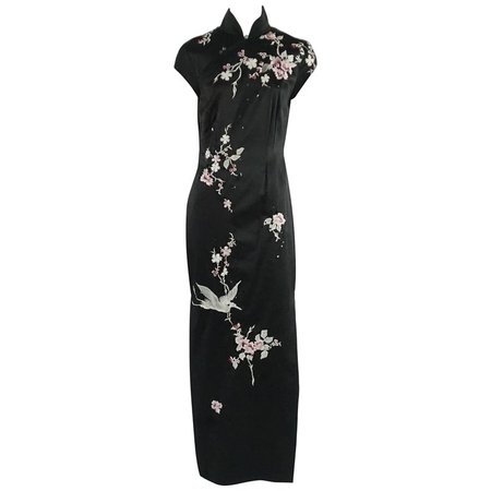 Mandalay Black Silk Embellished Asian Inspired Gown