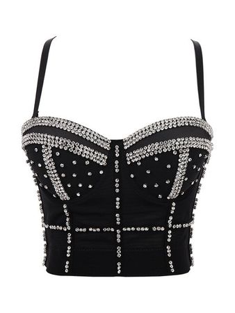 2022 Studded Fish Bone Bustier Black XL In Corset Tops Online Store. Best For Sale | Emmiol.com