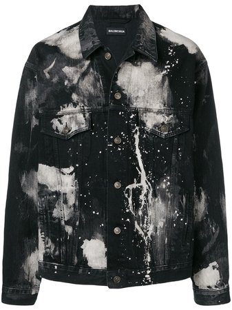 balenciaga bleached black denim jacket