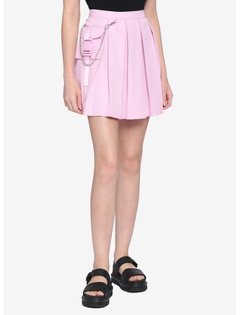 Pastel Pink Pleated Cargo Skirt