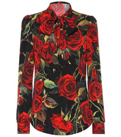 Rose-Printed Stretch Silk Shirt - Dolce & Gabbana | mytheresa.com