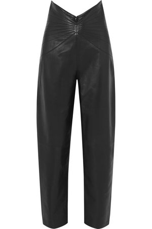 Attico | Ruched leather tapered pants | NET-A-PORTER.COM