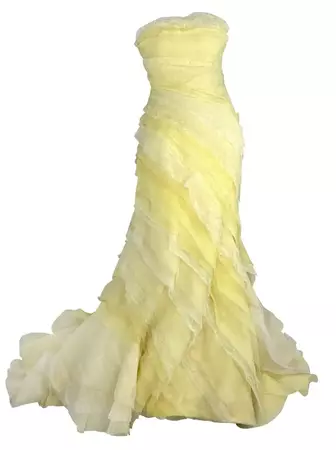 2010 Roberto Cavalli Custom Red Carpet Pastel Canary Yellow Tulle Gown Train For Sale at 1stDibs