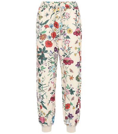 Floral-printed jersey trackpants