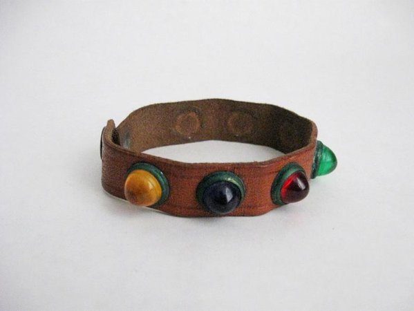 1960s Leather Cuff Bracelet Vintage Hippie Unisex Jewelry | Etsy