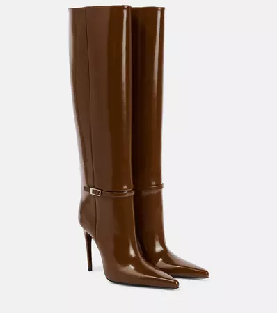 Vendome Knee High Leather Boots in Brown - Saint Laurent | Mytheresa