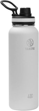 Takeya, White Originals Vacuum-Insulated Stainless-Steel Water Bottle, 18oz, 18 oz