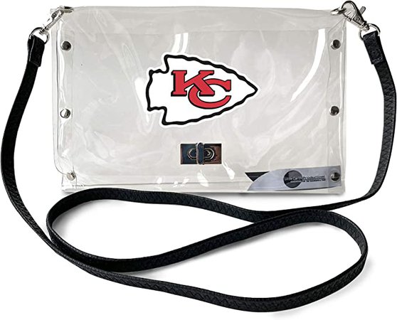Amazon.com : Littlearth womens NFL Kansas City Chiefs Clear Envelope Purse with Black Fashion Strap , Clear, 10" x 6.5" x 0.5" : Sports & Outdoors