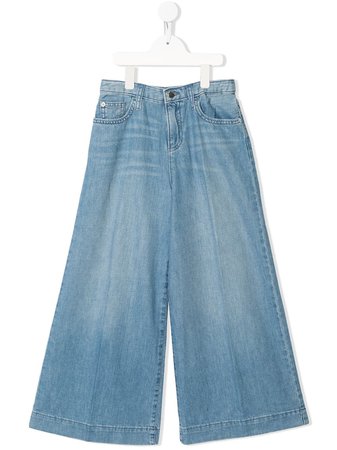Shop blue Emporio Armani Kids wide-leg flared jeans with Express Delivery - Farfetch