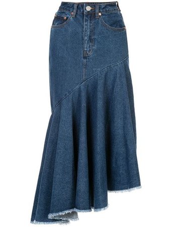 Solace London Denim Asymmetric Hem Skirt - Farfetch