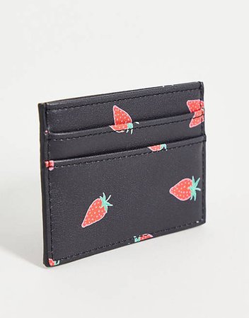 ASOS DESIGN cardholder in strawberry print | ASOS
