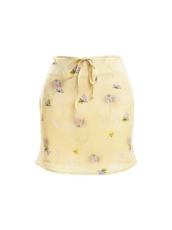 [Shin’s Letters신스레터스]Roman Skirt _ Floral Printed Yellow Mini Skirt