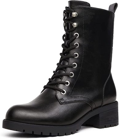 Amazon.com | DREAM PAIRS Black DMB214 Lace-up Combat Boots Mid-calf Military Winter Boot for Women Size 8.5 | Mid-Calf