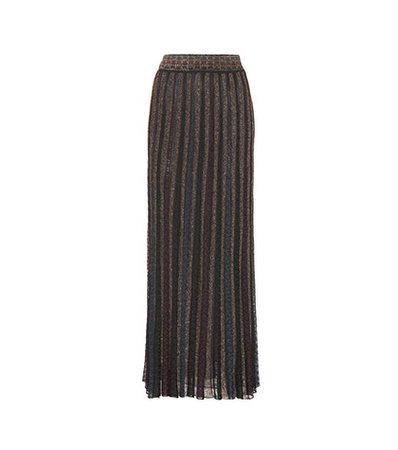 Metallic striped maxi skirt